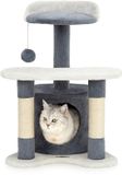 Lionto Kattenkrabpaal, Knus Huisje, Sisal & Speelbal, 65 cm Grijs/Wit