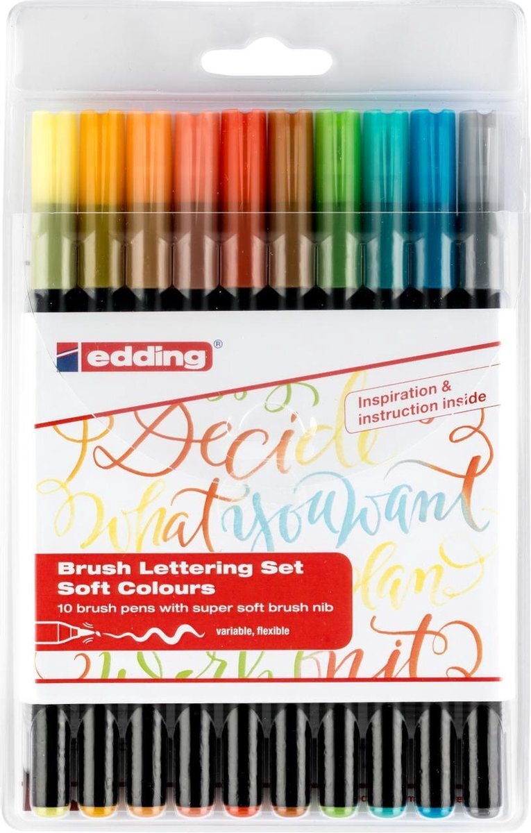 Edding 1340 brush pen set van 10 stuks zachte kleuren