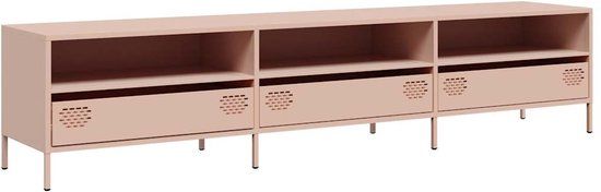 vidaXL Tv-meubel 202x39x43,5 cm koudgewalst staal roze