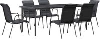 vidaXL Ensemble de jardin 7 pièces Textile et Acier Noir