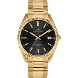 Jacques Lemans 50-3M Polshorloge Heren Quartz Derby Goudkleurig Staal Zwart Glas Mineraal 40mm 10 ATM