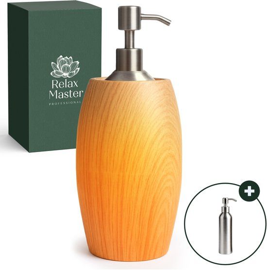 Relax Master® Massage Olie Verwarmer - Hout-Look Flaming - met Aluminium Dispenser 250 ml