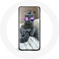Maniacase Etui voor Samsung Galaxy J5 Kat met paarse bril