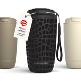 LARS NYSØM Nøgen Thermo Coffee Mug-to-go 500ml - BPA-vrij met Isolatie - Met Draagriem & Tritan Deksel (Carbon Black/Crocodile/Gloss Black)