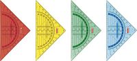 Brunnen 1049758 Geometrische driehoek/geodriehoek voor school en kantoor 16 cm, met handgreep, 4 verschillende kleuren