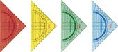 Brunnen 1049758 Geometrische driehoek/geodriehoek voor school en kantoor 16 cm, met handgreep, 4 verschillende kleuren
