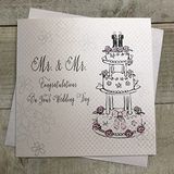 Witte WHITE COTTON CARDS MR & MR Gefeliciteerd Dag, Civil Partnership Card (Wedding Cake)