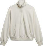 Superdry Studios Sweatshirt met Halve Rits Dames Off White Katoen Lange Mouw Maat 14