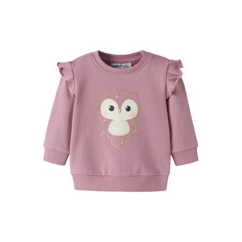NAME IT BABY sweater met ruches en print - lila