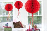 Merkloos / Sans marque Folat Bv Decoratie bol - 6x - rood - 30 cm - crepe papier