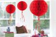 Merkloos / Sans marque Folat Bv Decoratie bol - 6x - rood - 30 cm - crepe papier