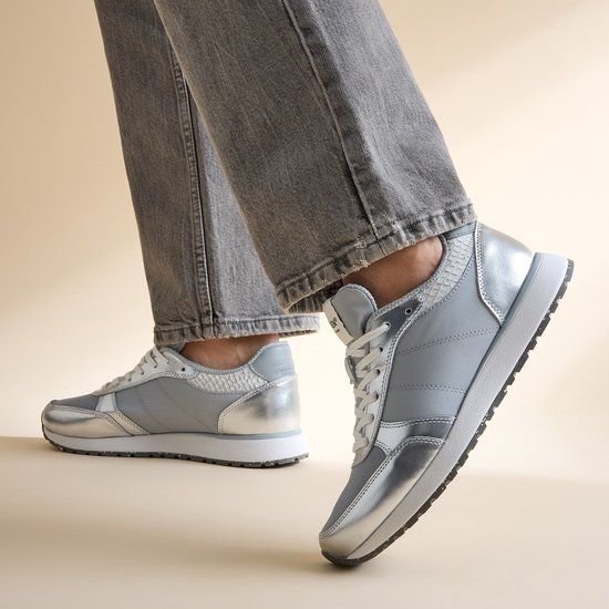 Woden Ronja Metallic Sneakers zilver Leer - Maat 41