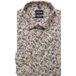 OLYMP Luxor comfort fit overhemd - dobby - beige met blauw en groen dessin - Strijkvrij - Boordmaat: 41 (EU maat: L)