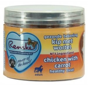Renske Gezonde beloning Hartjes Kip met Wortel hond 100 gram