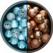 Decoris Kerstballen - 74 stuks - Camel bruin en IJsblauw - 6 cm - Kunststof