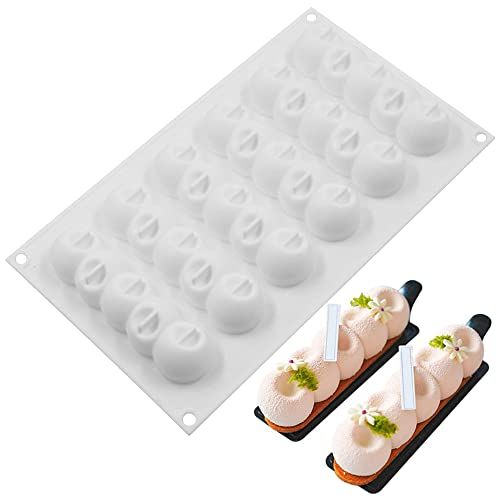 Siliconen vorm mousse cake bakvorm - 6 rijen DIY halve bol gietvorm concaaf kogelvormig voor truffels, chocolade, gelei, pudding, ijsblokjes, snoep decoratie vormpjes, wit