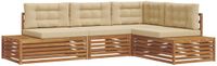 vidaXL 5-delige Buitenbank Set Massief Acaciahout en Polyester