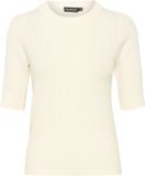 Soaked in Luxury 3/4-trui voor dames Spina crème XXL Wol Ronde hals Effen Herfst/Winter 2024