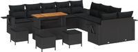 vidaXL Tuinbank Set 14-delig Zwart Polyrotan