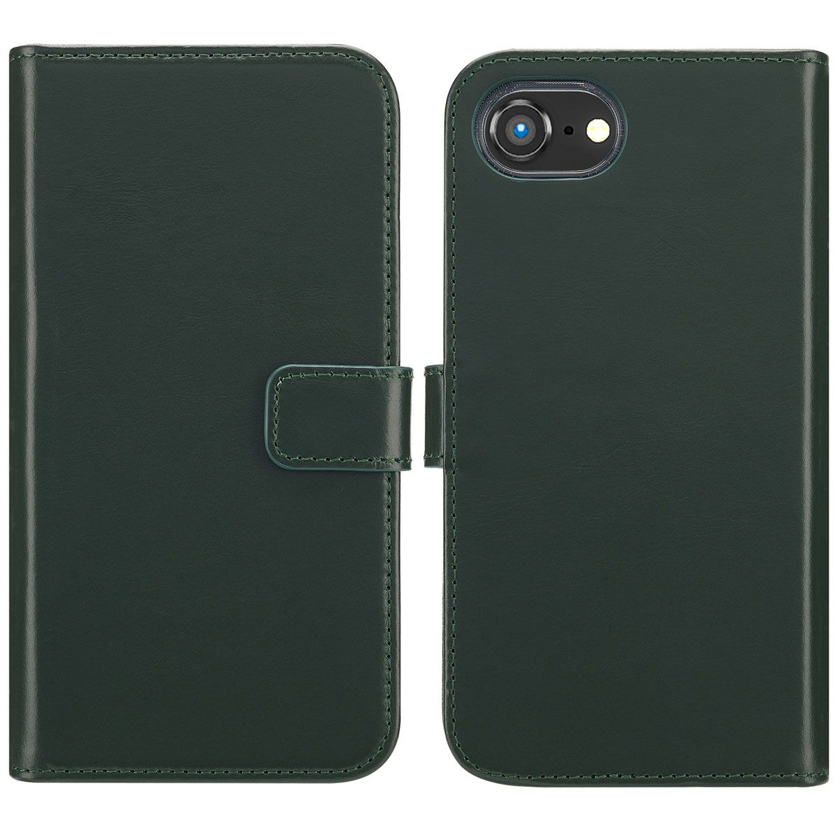 Selencia Echt Leren Bookcase Apple iPhone 17e / 16e - Groen