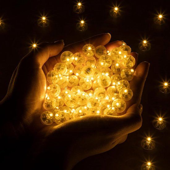 Partizzle 50x Mini LED Lampjes Verlichting - Kleine Party Lichtjes voor Ballonnen - Feestverlichting met Sfeerverlichting - Verjaardag, Bruiloft, Halloween, Kerst, Oud en nieuw en Festival - Ballon Lamp Decoratie - Warm Wit Licht