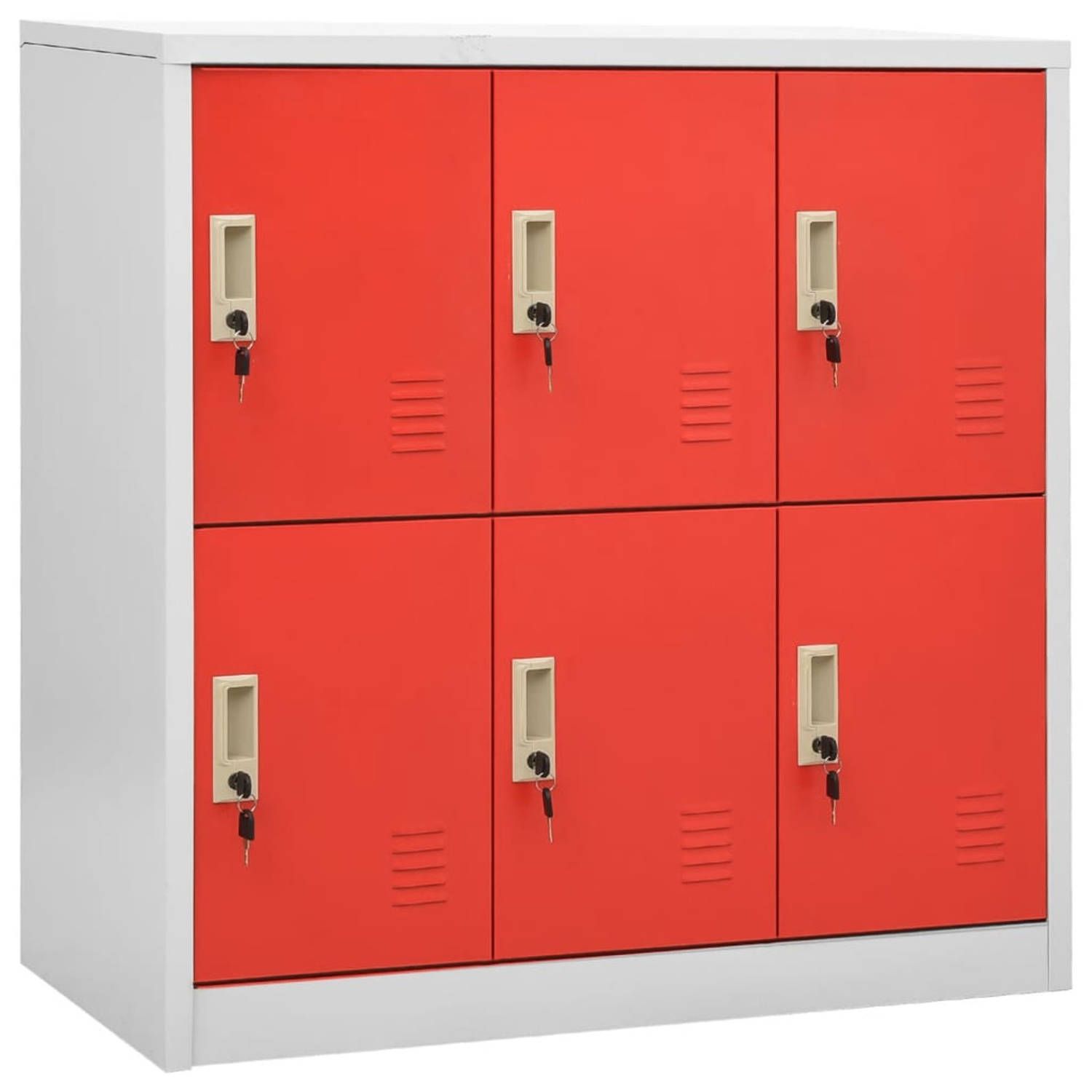 vidaXL lockerkast 90x45x92,5 cm staal lichtgrijs en rood