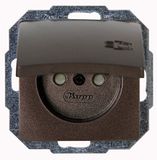 Kopp Parijs contactdoos met middenbeveiliging met deksel, 1-voudig, met aanraakbeveiliging, 16 A, 250 V ~, IP20, palissander-bruin, 944826089