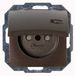 Kopp Parijs contactdoos met middenbeveiliging met deksel, 1-voudig, met aanraakbeveiliging, 16 A, 250 V ~, IP20, palissander-bruin, 944826089