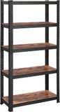 SONGMICS Industriëel zwart Metalen Opbergrek - Stellingkast - Verstelbare Niveaus, L75 x H150 cm