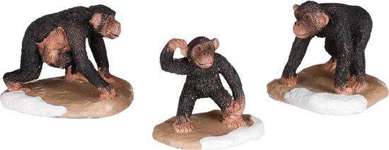Luville Chimpanzee family 3 pieces - L5xB4.5xH4.5cm - Christmas Houses & Christmas Villages
