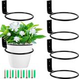 Support mural 6 pièces pour pots de fleurs – suspension de plantes – pot de fleurs suspendu – support de pot de fleurs annulaire – support de plante en métal – anneau de support de plante – support de pot de fleurs de 10 cm – noir