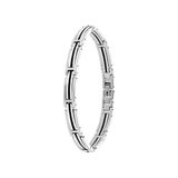 Lucardi Heren Armband schakel zwarte afwerking - Staal - Armband - Vaderdag Cadeautje - 22 cm - Zilverkleurig