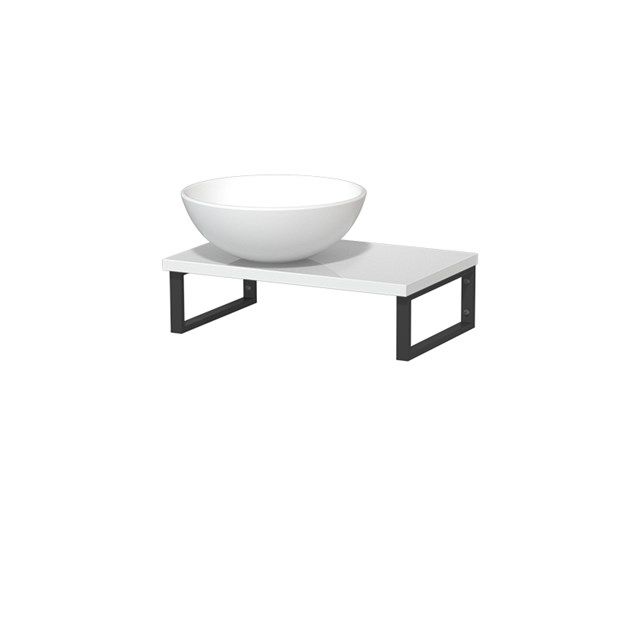 Maxaro Toiletmeubel met Waskom Keramiek Modulo Hoogglans Wit 41 cm Wandbeugels Zwart