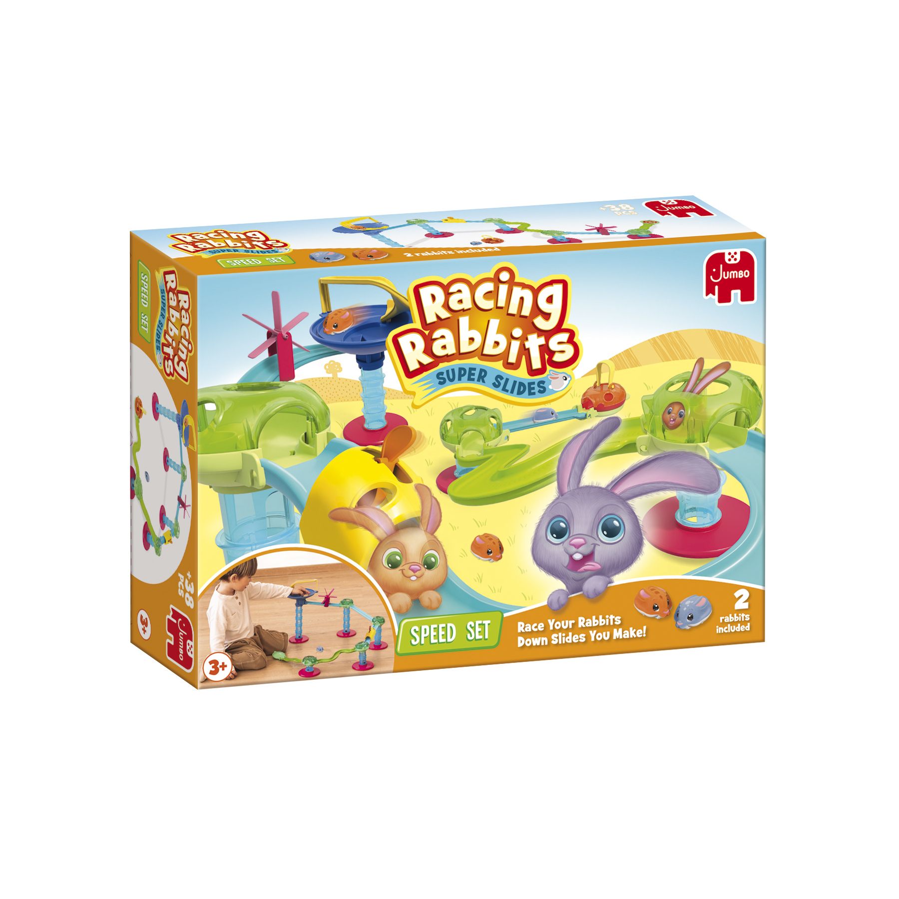 Jumbo Racing Rabbits - Speed Set - Building Set - Multicolour - 38 Pieces - 3+ Years