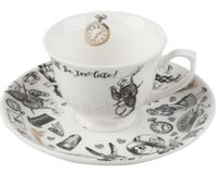 V&A 5200019 Alice in Wonderland Espressokop en schotel, 100 ml (4 fl oz), wit