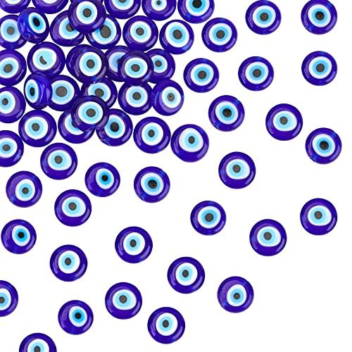 NBEADS Blauw Platte Ronde Handgemaakte Evil Eye Lampwork Kralen Charms Spacer Kralen Fit Armbanden Ketting Sieraden Maken
