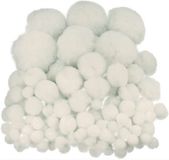 Merkloos Moebius Creativ Pompons - 200 stuks - Wit - 10-45 mm - Polypropyleen - Hobby/Knutsel Materialen