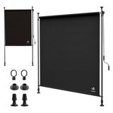 VOUNOT® Klemluifel, verticaal zonnescherm, 200 x 310 cm, verticale luifel met handslinger, zonder boren, uittrekbare inkijkbescherming, voor balkon, tuin en terras, uv-bescherming en waterdicht