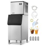 VEVOR Machine à glaçons rendement 181,4 kg/24 h avec grand bac de stockage de 136 kg, appareil de préparation de glaçons autonettoyant, avec écran tactile, pour bar, café, restaurant, bureau