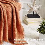 CREVENT Boerderij Roest Gebreide Deken voor Bank Fauteuil Bed Woondecoratie Zacht Warm Gezellig Lichtgewicht (127cm x 152cm Karamel/Bruin/Verbrand Oranje)