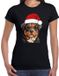 Bellatio Decorations Rottweiler hond met kerstmuts Kerst T-shirt voor dames - Zwart - XXL