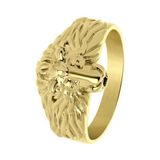 Lucardi Heren Goldplated ring met leeuwenkop