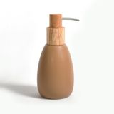 Spirella Zeepdispenser SVEN – Zeeppomp voor de Badkamer met Houtaccent – Kleur Cappuccino – 18 x 8,2 cm