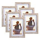 PETAFLOP Set van 6 rustieke fotolijsten 10x15 cm