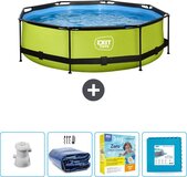 EXIT Rond Lime Frame Zwembad - 300 x 76 cm - Groen - Inclusief Pomp, Solarzeil, Onderhoudspakket & Vloertegels