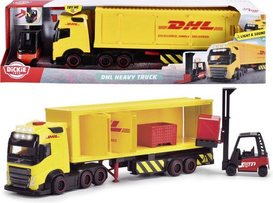 Dickie Toys Vrachtwagen Volvo DHL truck met heftruck