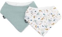 DOMIVA Verpakking van 2 bandana slabbetjes - Muslin - Celadon bedrukt op het water