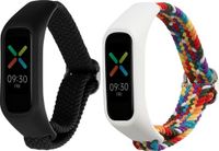 kwmobile Horlogebandjes geschikt voor Oppo Band Sport - 2 x Nylon Smartwatch bandje in zwart / meerkleurig.