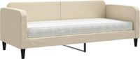 vidaXL Slaapbank met matras 80x200 cm stof crèmekleurig