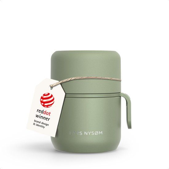 LARS NYSØM Vacuüm Geïsoleerde Voedselcontainer van Roestvrij Staal - Lekvrije Lunchpot voor Warme en Koude Gerechten, Brede Thermosbeker voor Soep, Werk & Reizen (Sage Green)